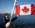 ILI Student w Candian Flag on Boat